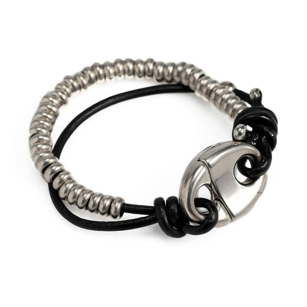 Unisex leather and metal bracelet (BR-353)