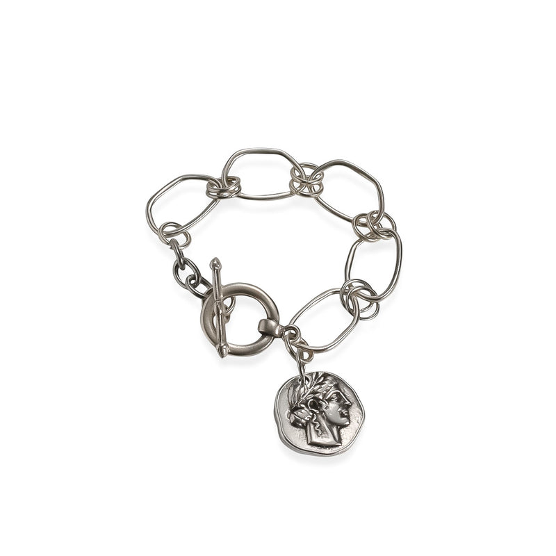 Link bracelet with a coin pendant (BR-357)