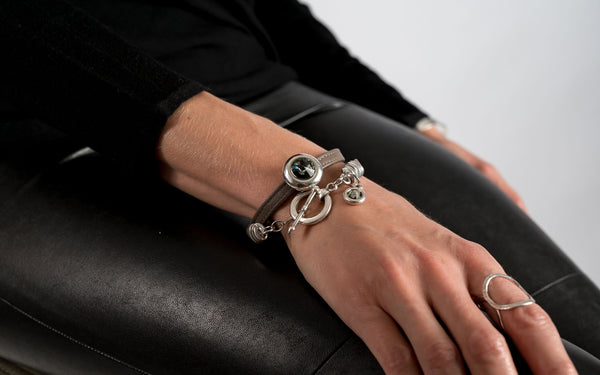 Soft leather bracelet with Swarovski stones (BR-360)​
