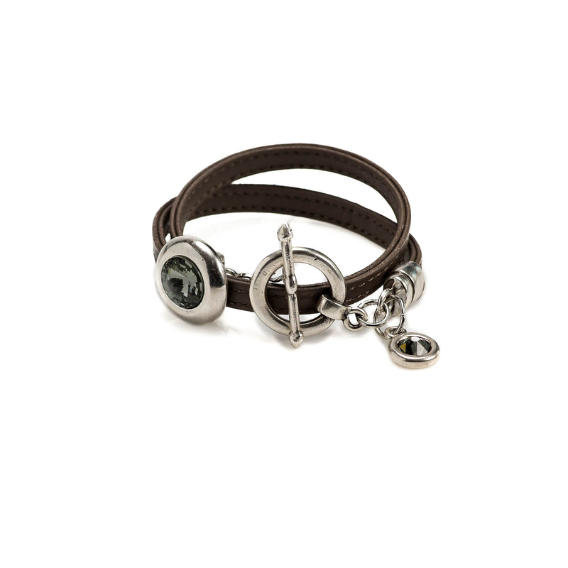 Soft leather bracelet with Swarovski stones (BR-360)​