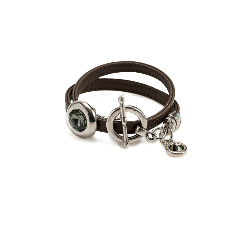 Soft leather bracelet with Swarovski stones (BR-360)​