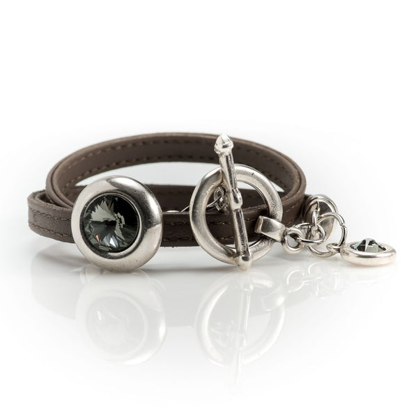 Soft leather bracelet with Swarovski stones (BR-360)​