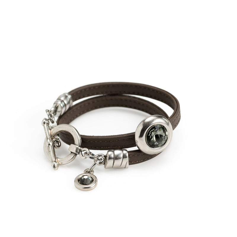 Soft leather bracelet with Swarovski stones (BR-360)​