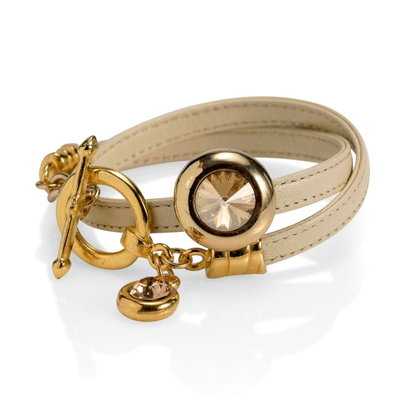 Soft leather bracelet with Swarovski stones (BR-361)