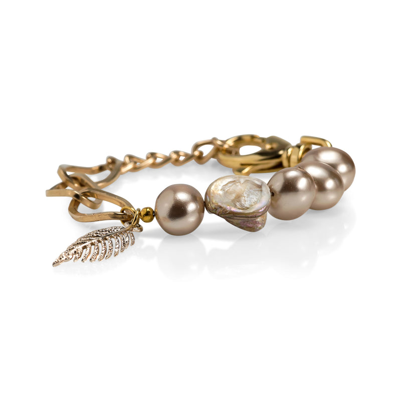 Bracelet with mother of pearls and chain (BR-364)​