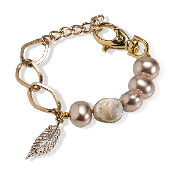 Bracelet with mother of pearls and chain (BR-364)​