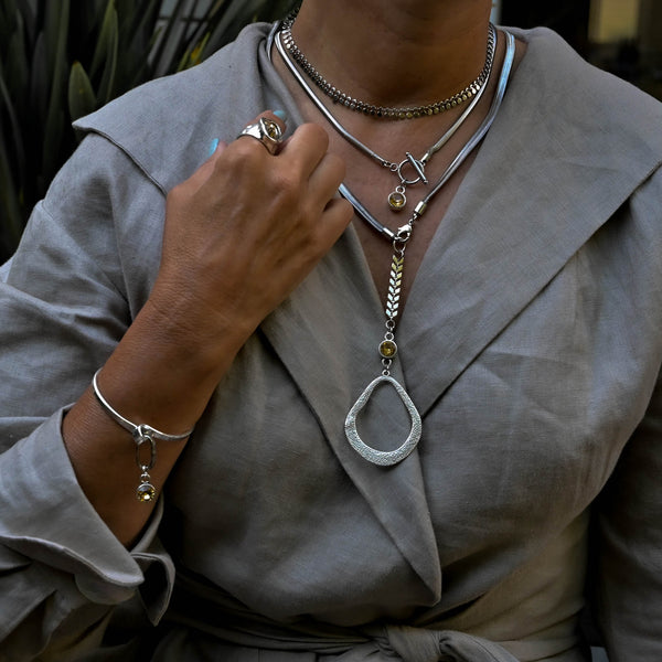 Stainless steel 3pc necklace with round Swarovski crystals (NC-1173)