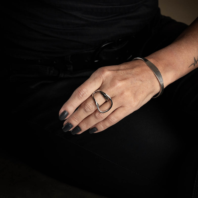 Silver-plated cuff bangle (BR-376)