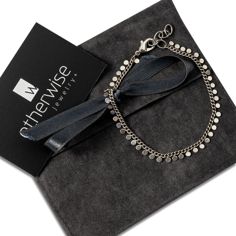 Elegant silver anklet with charms (BR-379)