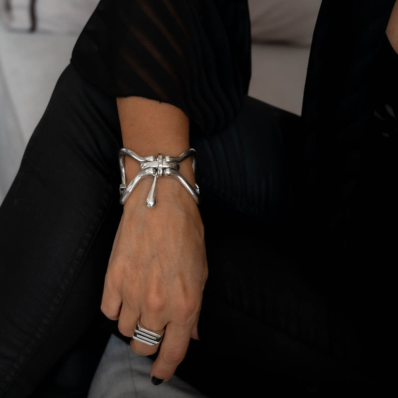 Cool sharp edgy silver bracelet (BR-386)​