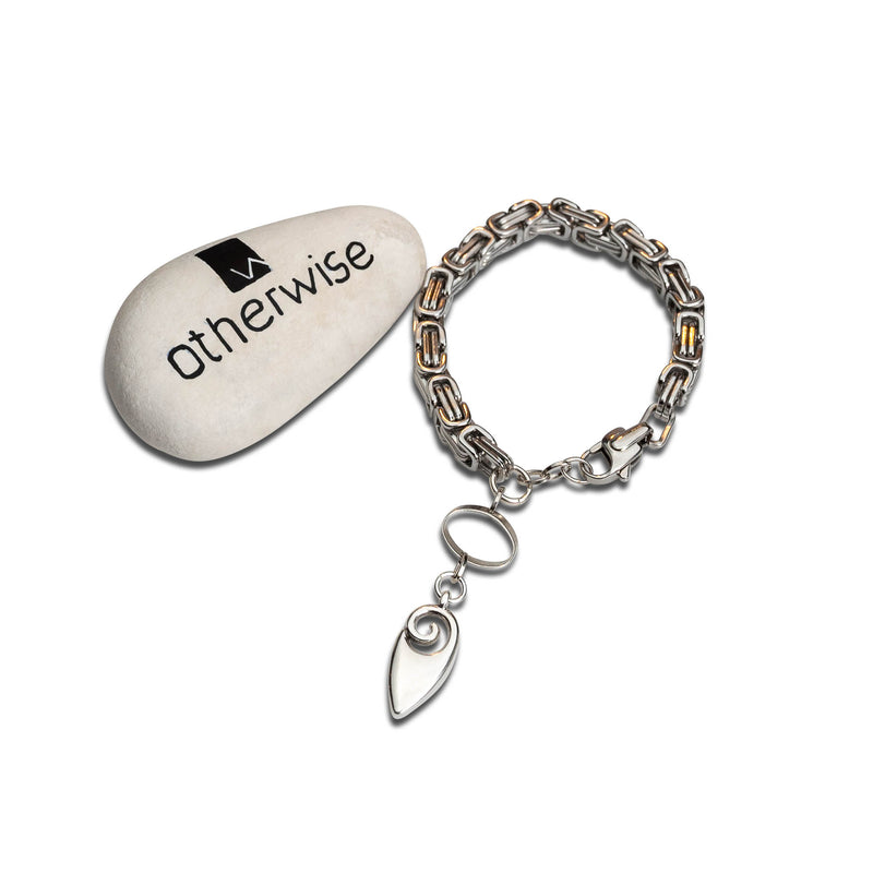 Stainless steel Byzantine chain bracelet with pendant (BR-396)