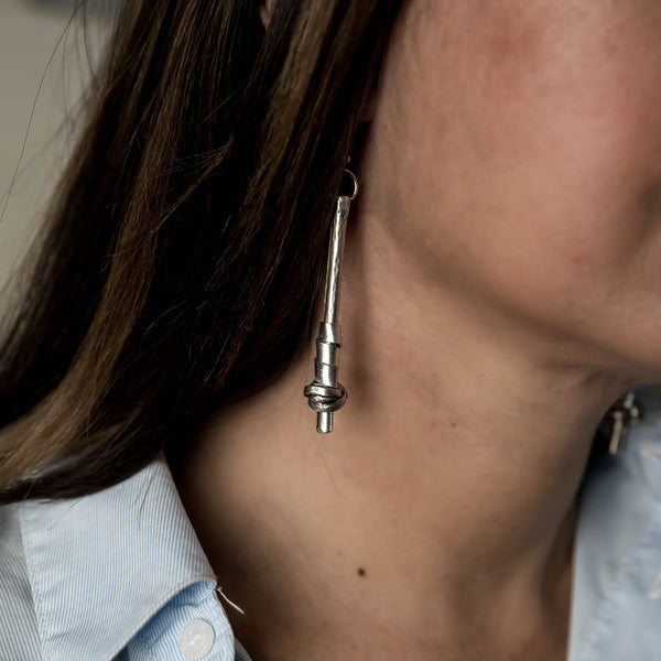Silver-plated  metal earrings (E-4000)