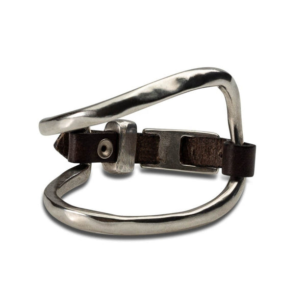 Bold metal and leather bracelet (BR-400)