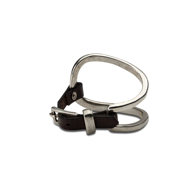 Bold metal and leather bracelet (BR-400)
