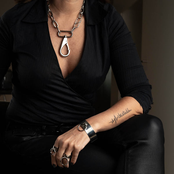 Chunky industrial style lobster clasp necklace,  (NC-1144)