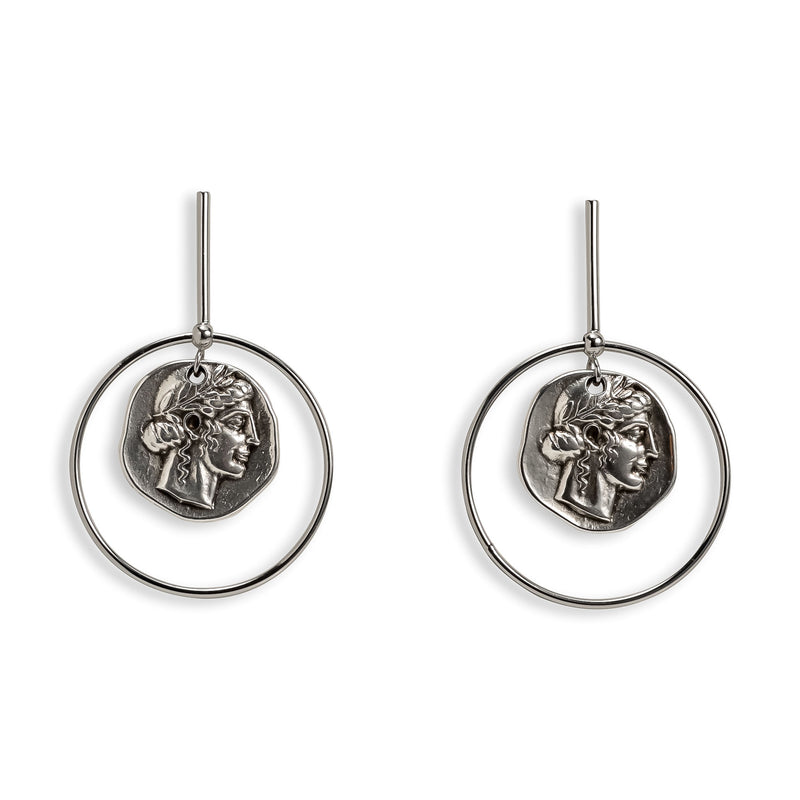 Greek coin earrings (E-4021)