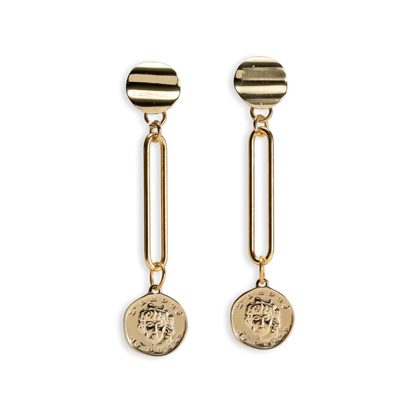 Coin pendant earrings (E-4024)