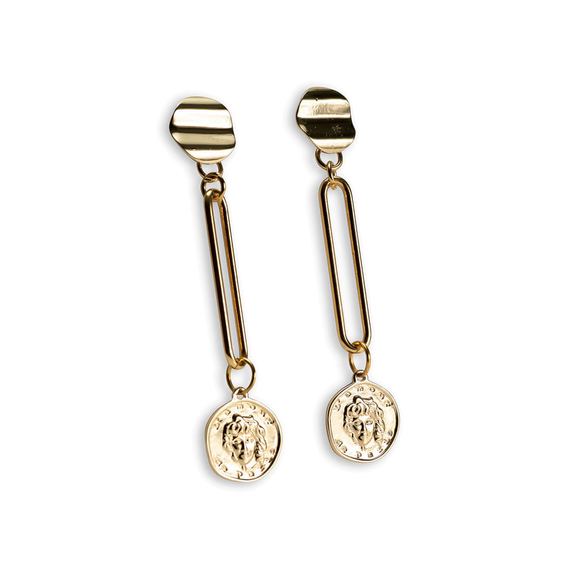 Coin pendant earrings (E-4024)