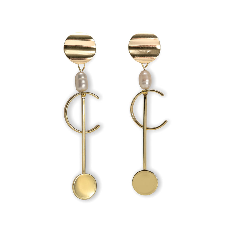 Classy rod earrings with baroque pearl (E-4031)​