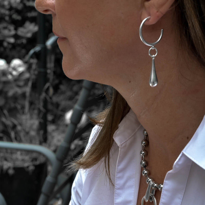 Teardrop charm earrings (E-4050)