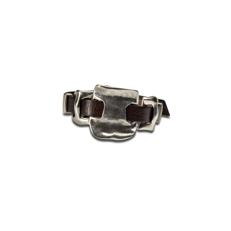 Unisex metal and leather bracelet, unode50 style bracelet (BR-405)