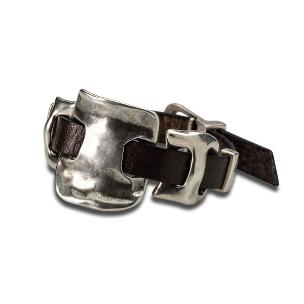 Unisex metal and leather bracelet, unode50 style bracelet (BR-405)