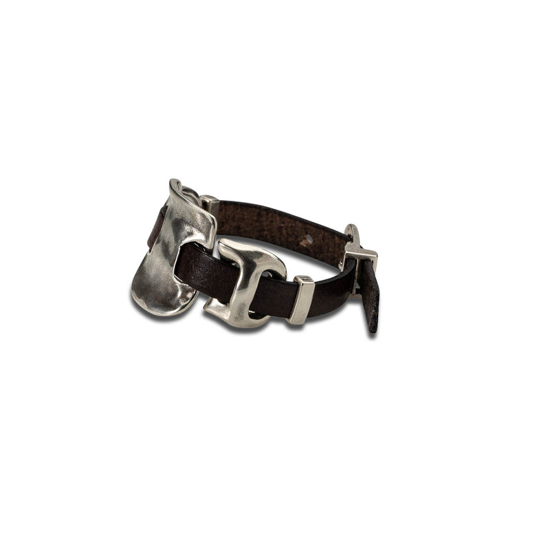 Unisex metal and leather bracelet, unode50 style bracelet (BR-405)