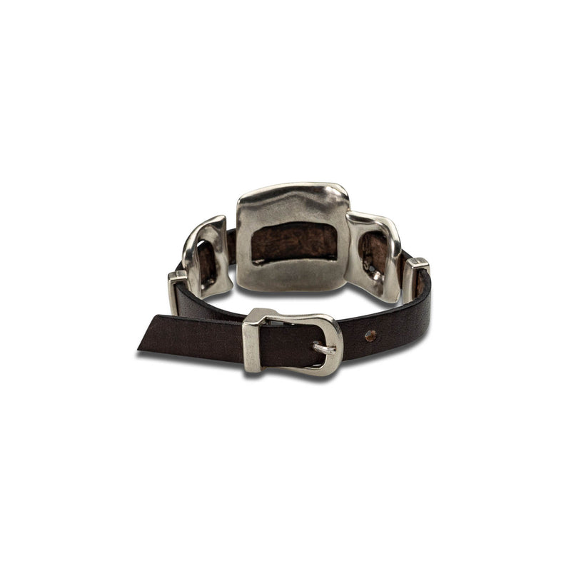 Unisex metal and leather bracelet, unode50 style bracelet (BR-405)