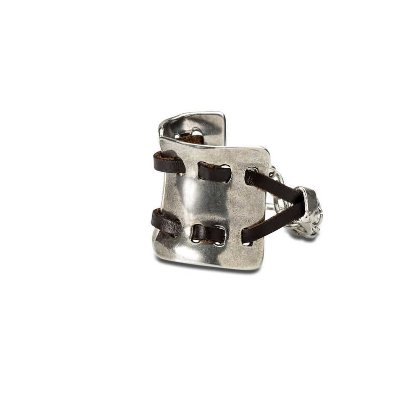 Unique wide arm cuff with leather (BR-407)