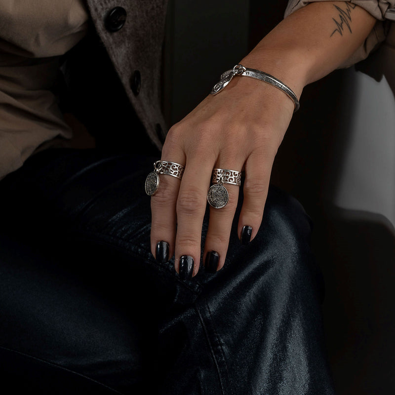Chevalier coin  ring, Boho stacking ring  (R-2071) 