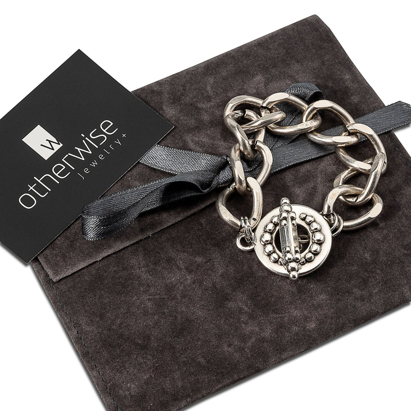 Unique toggle clasp with chunky stainless-steel chain (BR-413)