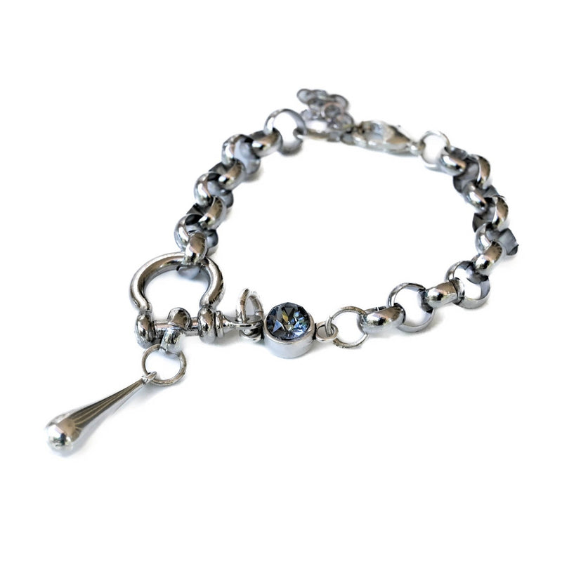 Metal bracelet with U bolt and Swarovski crystal (BR-445)