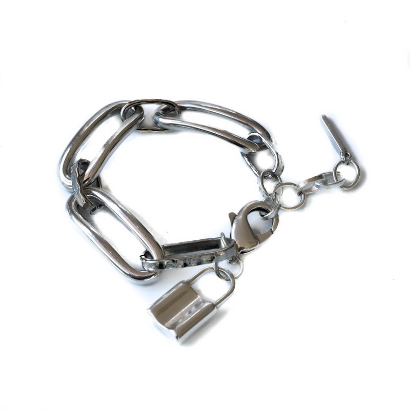 Bracelet with links and locket (BR-448)