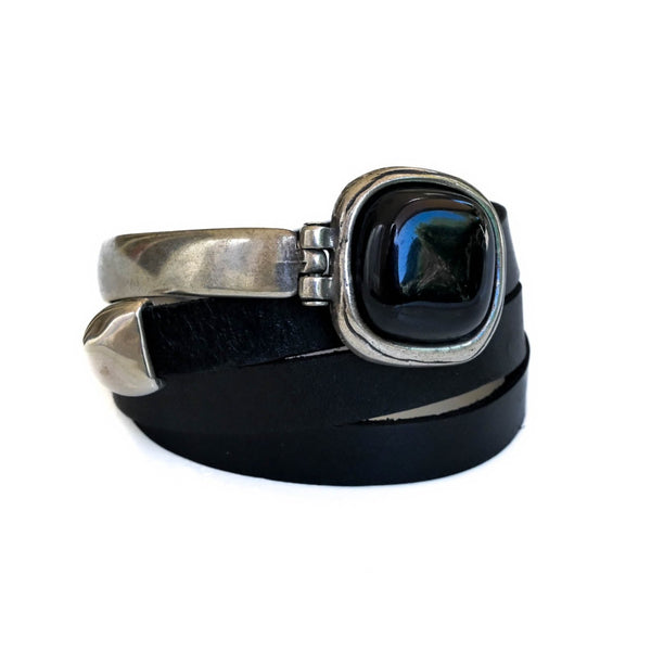 Black resin leather bracelet (BR-450)
