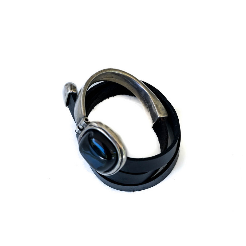 Black resin leather bracelet (BR-450)