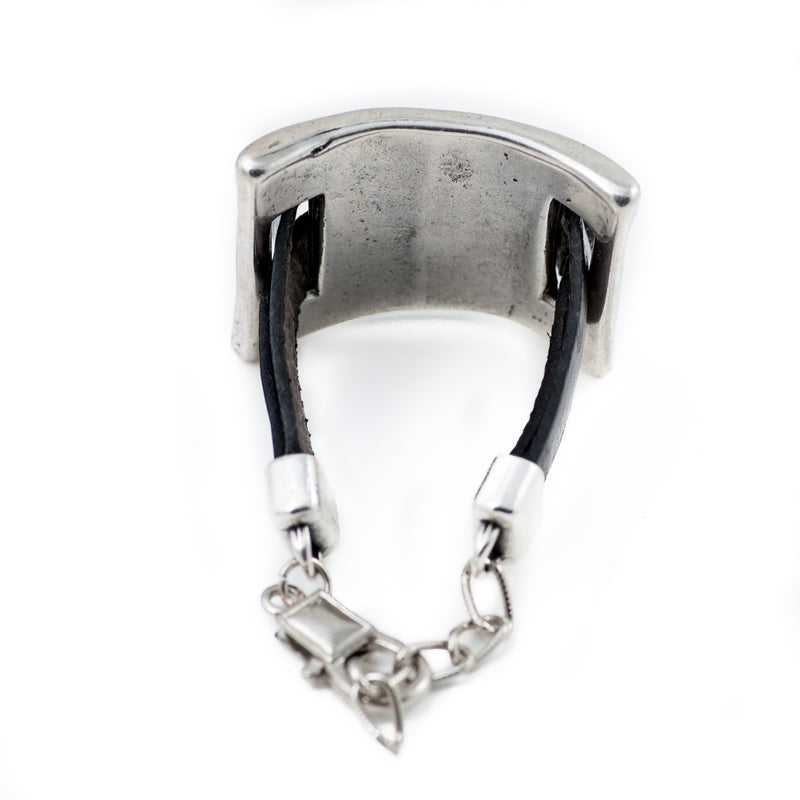 Bracelet - Brown Leather With Zamac Metal Design  (BR-229)