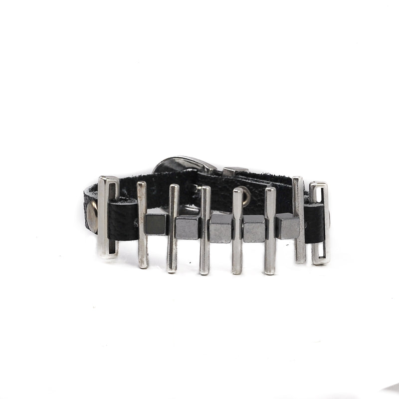 Bracelet - Bracelet With Silver Hematites and Silver-plated Elements  (BR-246) - Otherwise Jewelry+