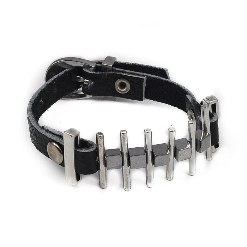 Bracelet - Bracelet With Silver Hematites and Silver-plated Elements  (BR-246) - Otherwise Jewelry+