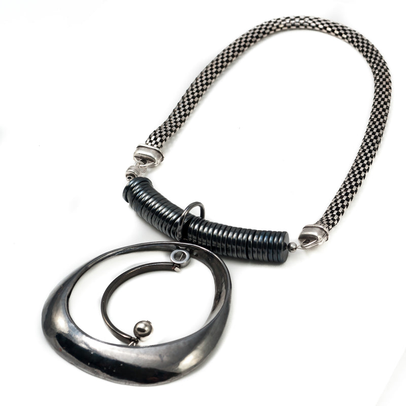 Necklace With Hematites And Gun Metal Elements (NC-1035) - Otherwise Jewelry+ 