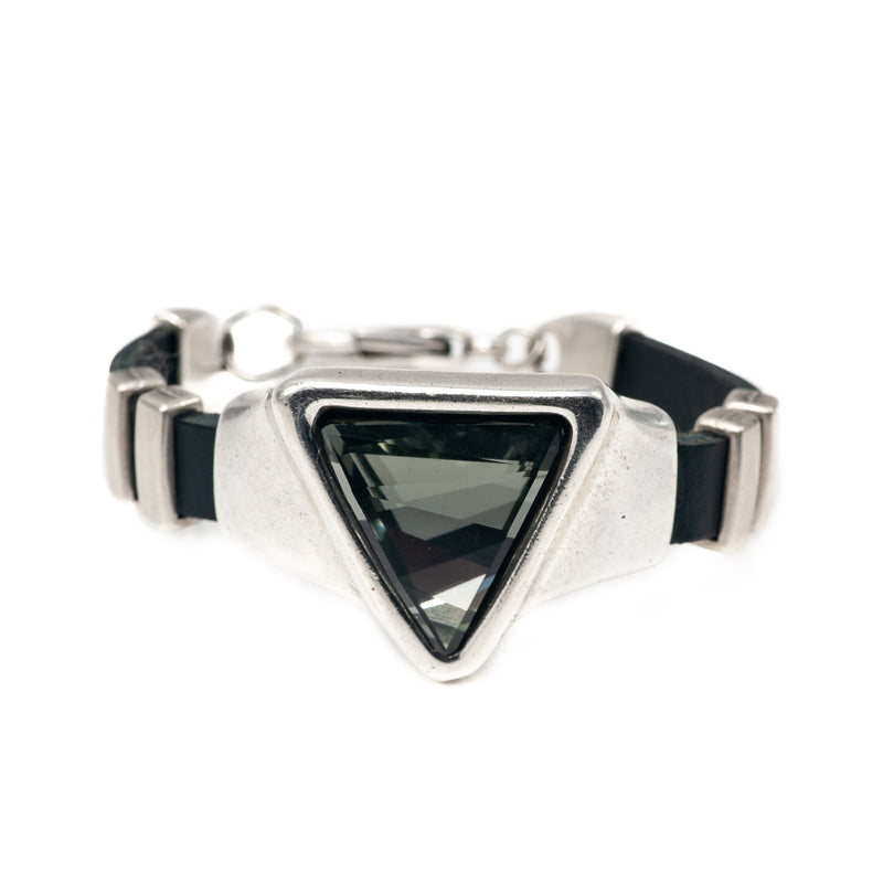Bracelet with grey black triangular SWAROVSKI in Zamac metal (BR-284) - Otherwise Jewelry+