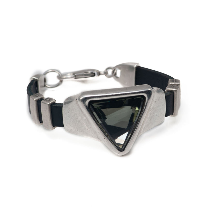 Bracelet with grey black triangular SWAROVSKI in Zamac metal (BR-284) - Otherwise Jewelry+