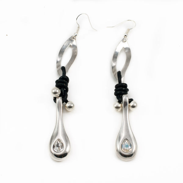 Earrings with silver-plated Zamac metal and SWAROVSKI crystal (E-4004) - Otherwise Jewelry+