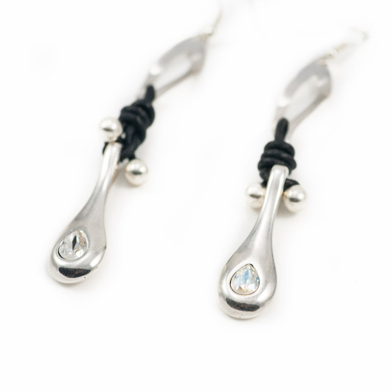 Earrings with silver-plated Zamac metal and SWAROVSKI crystal (E-4004) - Otherwise Jewelry+ 2