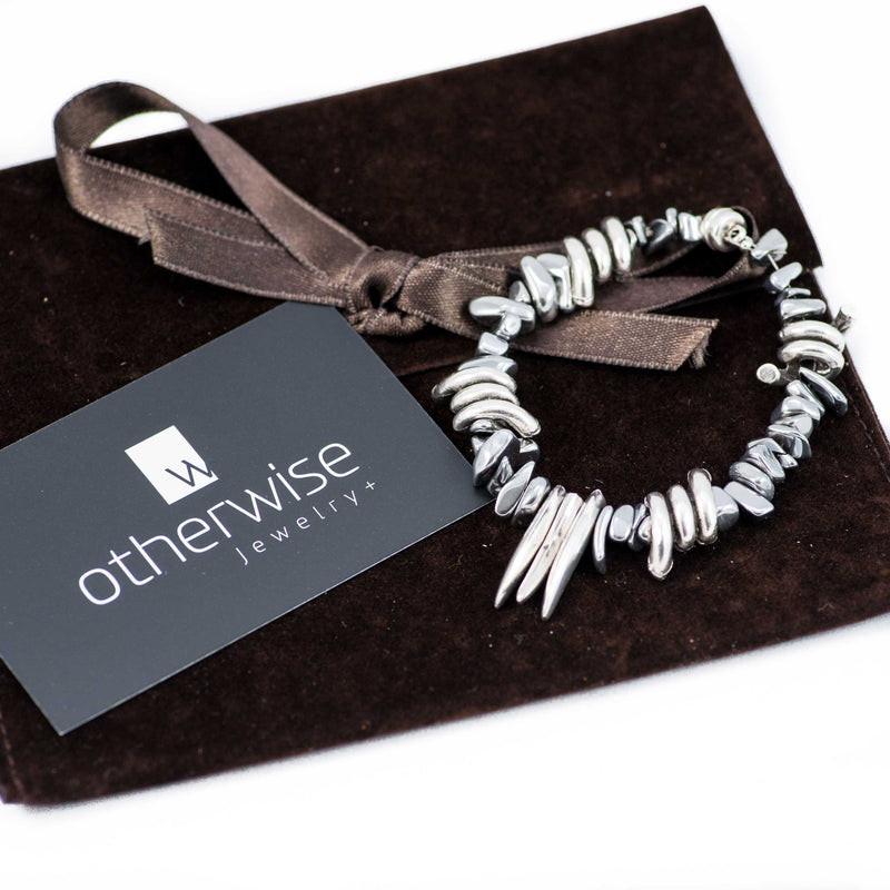 Bracelet with silver-plated elements and Hematites  (BR-226)