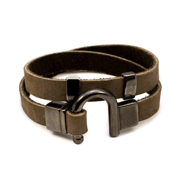 Leather bracelet with Gun metal details (M-7020) - Otherwise Jewelry+