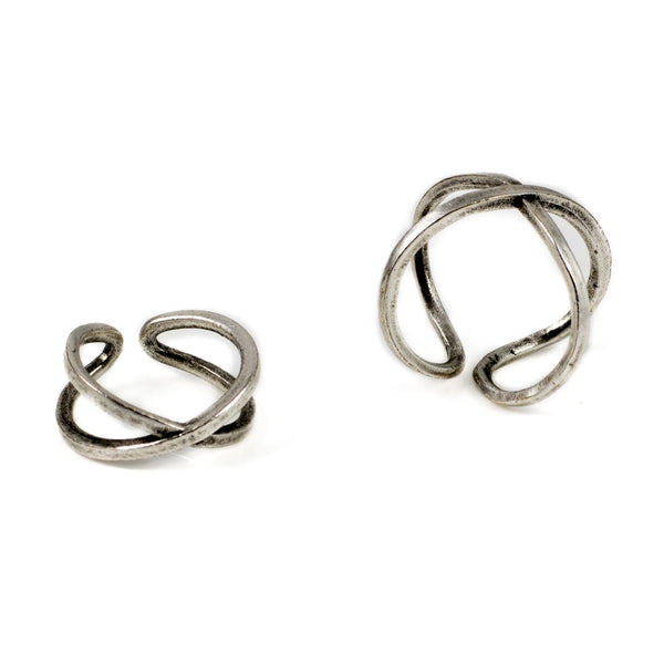Rings - Funky Silver-plated Metal Rings Set (R-2008)
