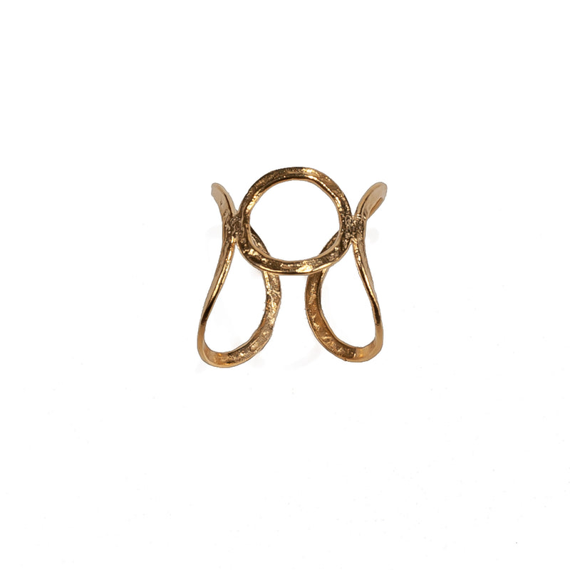 Hammered gold-plated metal ring (R-2021) - Otherwise Jewelry+