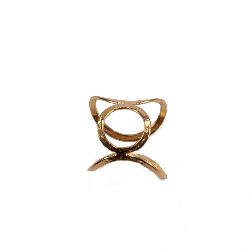 Hammered gold-plated metal ring (R-2021) - Otherwise Jewelry+