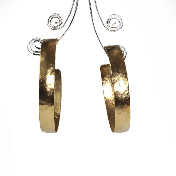 Gold-plated hammered earrings (E-4017) - Otherwise Jewelry+