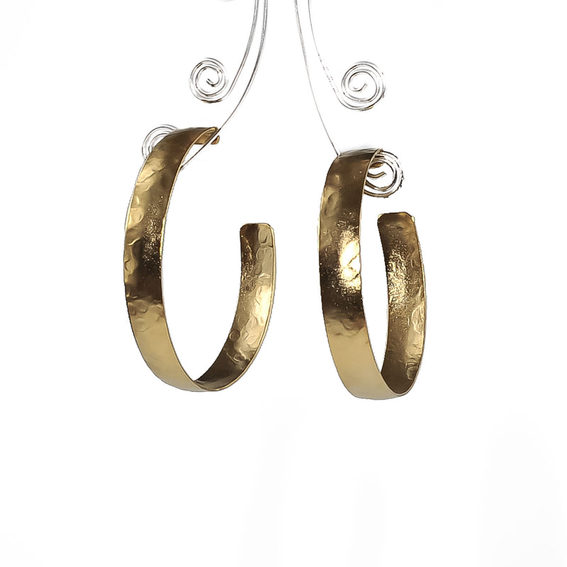 Gold-plated hammered earrings (E-4017) - Otherwise Jewelry+